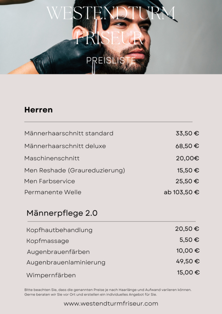 Friseur Team Aktuell Preisliste Kassel